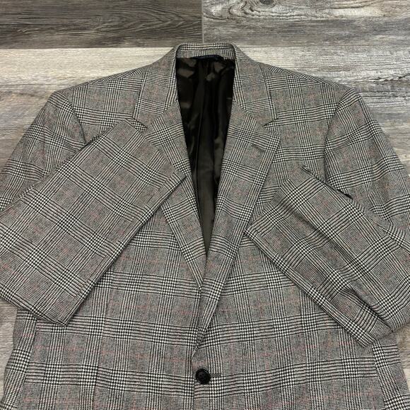 Vintage Y2K Brooks Brothers Glen Plaid Men 42L Single Breasted Wool Italy Blazer - Picture 1 of 13